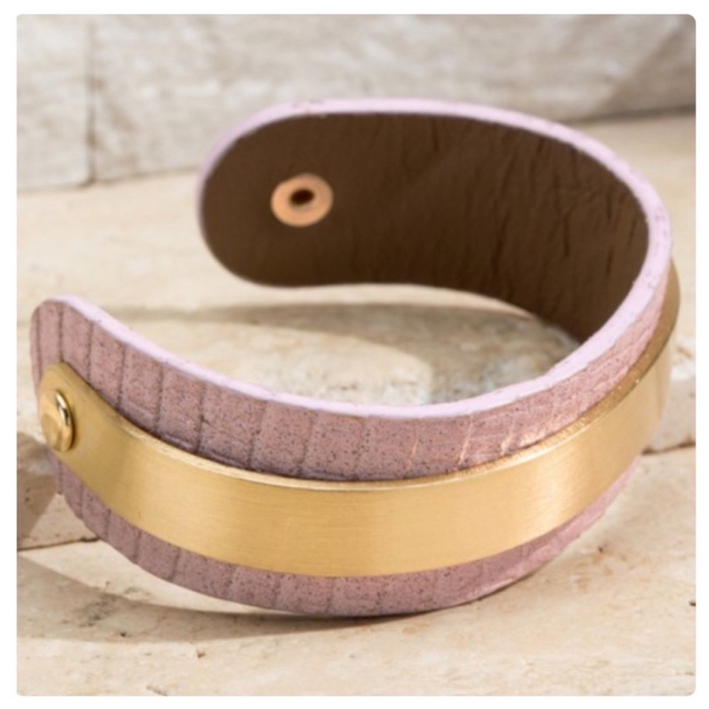 NEW✔️ Cuff style Bracelet accented with Brass & Vegan/PU Leather